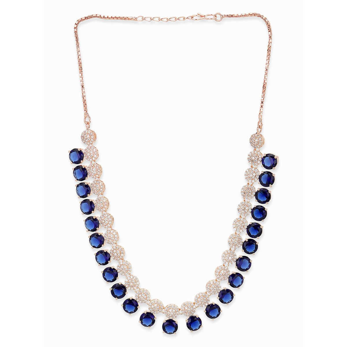 Traditional Blue Palakka Six Ruby Red Stone One Gram Gold Necklace Set  MG-1054 - Mahitham Jewellery